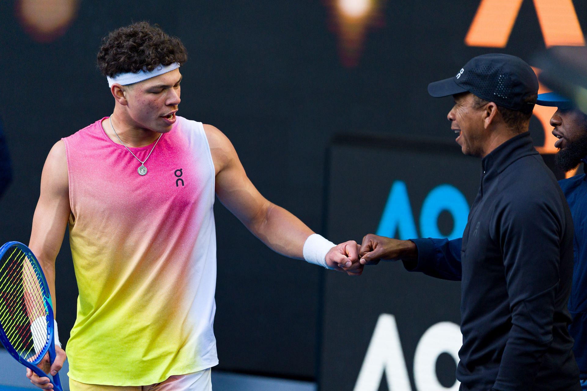 Ben Shelton with his father Bryan at the 2025 Australian Open - Source: Getty